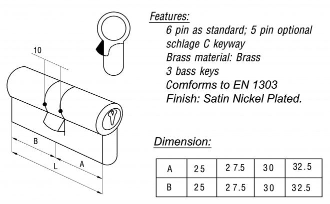 SCHLAGE - SILINDER GANDA EC902