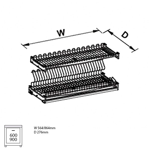 IDF - Compacta Steel Dish Rack Iron Grey - Kitchen Cabinet Organizer 600/900mm custom image