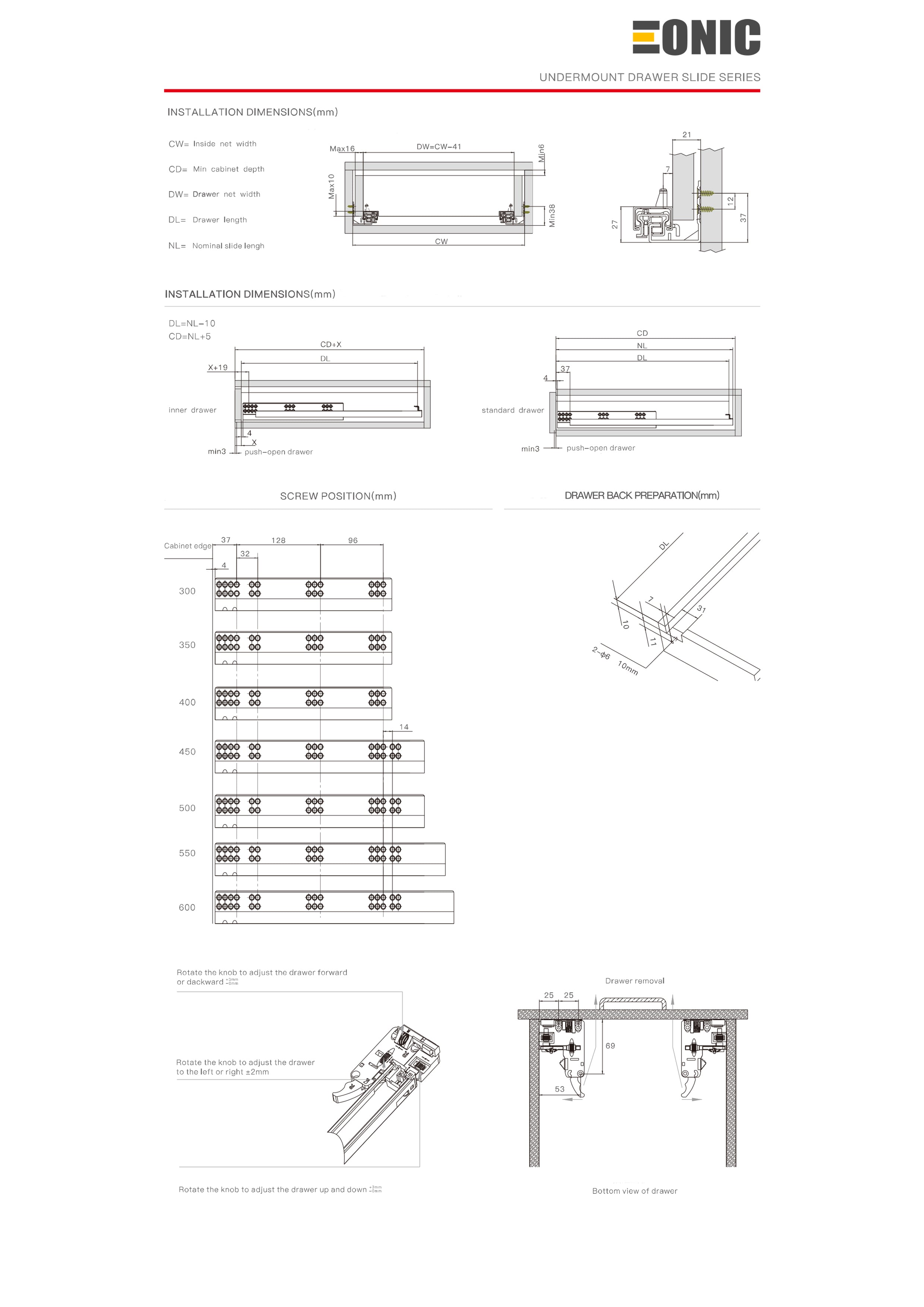 Eonic - Runner Full Extension undermount Slide custom image